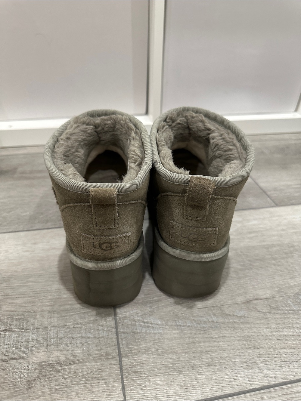 UGG Olive Suede Platform Ankle Slippers - Picture 4 of 8
